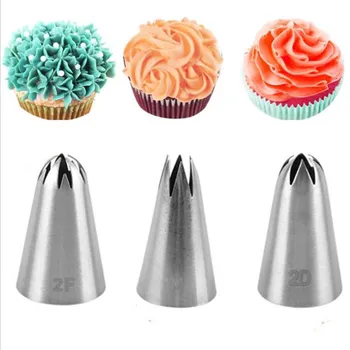 

3pcs/set Big Size Cream Cake Icing Piping Russian Nozzles Pastry Tips Stainless Steel Fondant Cake Decorating Tools 1M 2D 2F