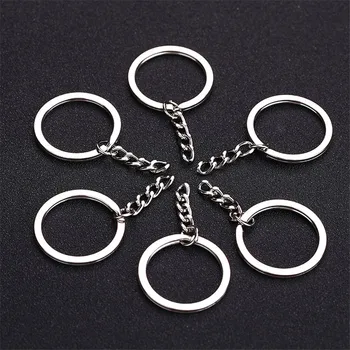 

100pcs 25mm Silver Plated Metal Blank Keyring Keychain Split Ring Keyfob Key Holder Rings Women Men DIY Key Chains Accessories