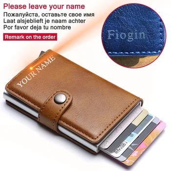 

Hasp Men Engraving Wallet RFID PU Leather Men Credit Card Holder Blocking Automatic ID Card Holder Soild Women Wallet Purse