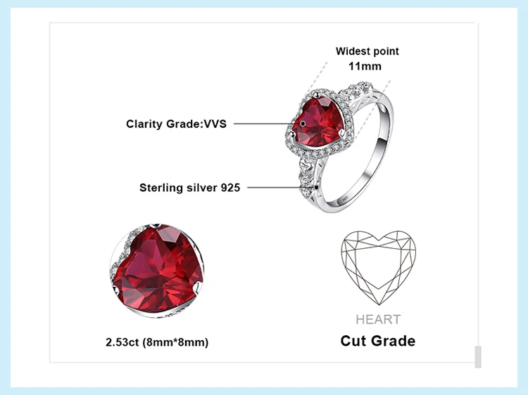 Jewelrypalace Сердце океана 2.7ct создан красный рубин любовь навсегда Halo обещание кольцо стерлингового серебра 925 Свадебные украшения для Для женщин