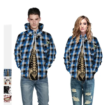 

3d digital printing Europe and America large size hooded sweatershirt lovers sweatershirt autumn and winter loose women's jacket