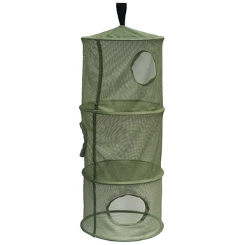 

Three-Layer Hanging Zippered Herbal Drying Net Herbal Dryer Mesh Drying Rack(Army Green)