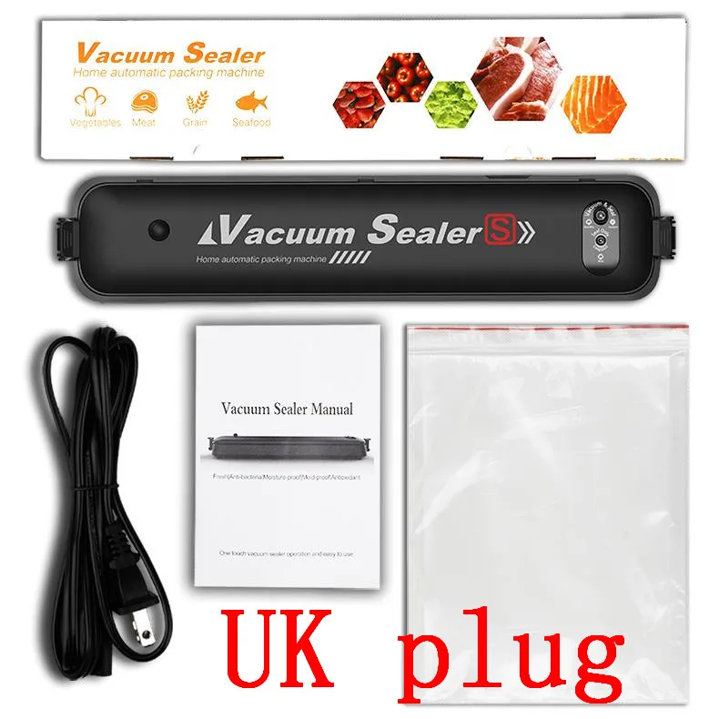 Портативная вакуумная упаковочная машина для пищевых продуктов, бытовой автоматический вакуумный упаковщик, пластиковый Упаковщик(20 вакуумных пакетов - Цвет: UK plug