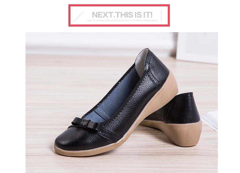 Flat single shoes female autumn new leather small shoes comfortable soft bottom casual shoes non-slip wild mother shoes