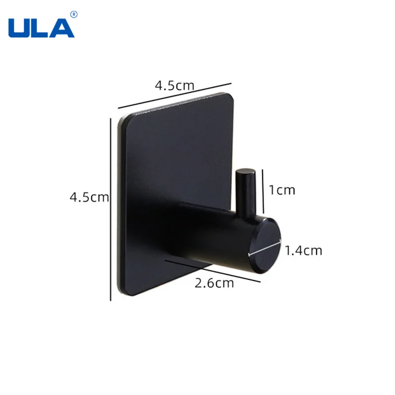 ULA Wall Hook Door Hook Key Rack Kitchen Bathroom Towel Robe Hanger Aluminum Towel Clothes Robe Rack Square Round towel hook bathroom hardware set bathroom hardware accessories clothes hook 4PCS