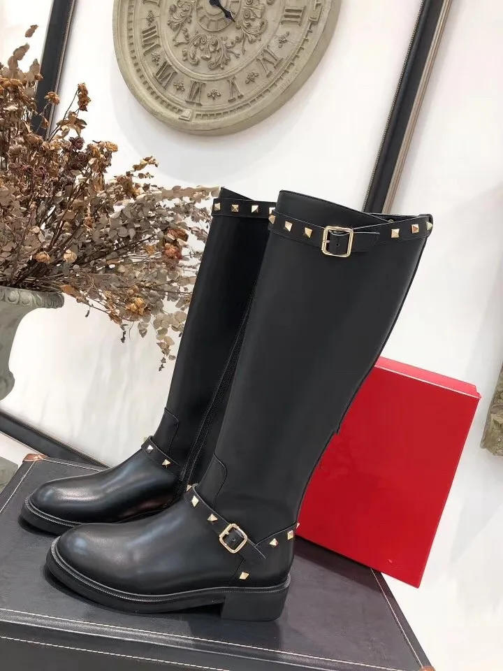 

Mid-calf Boots Women Winter Shoes Leather Gothic Military Boots Women Winter 2019 Long Boots Lady Fashion Booties