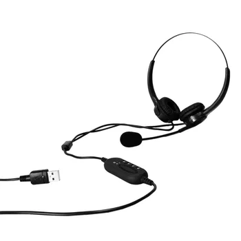 

Telephone Headset Hands-Free Call Center Noise Cancelling Corded Binaural Headset with Mini for Computer Laptop