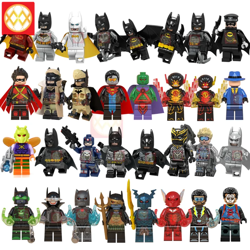 

20PCS/LOT Superman Batman Killer Moth Black Panther Punisher Robin DC Comics Red Death Lantern The Merciless Building Blocks Toy