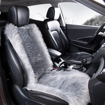 

KAWOSEN Long Faux Fur Seat Cover, Artificial Plush Black Pink Car Seat Cover Universal, Cute Winter Warm Car seat Cushion LFFS03