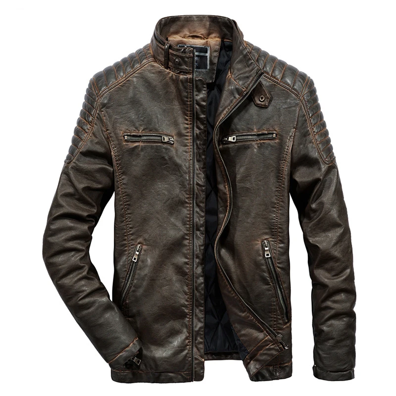 

Autumn Winter Mens Leather Jackets and Coats 2019 Windbreakers Motorcycle Biker Leather Jackets High Quality Men's Jacket 2104