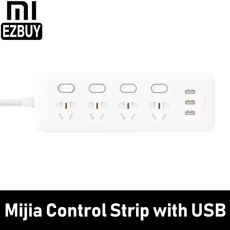Xiao mi jia mi домашняя розетка с переключателем управления 3 USB 4 портами вилка расширения патч-плата панель 2500 Вт штепсельная панель