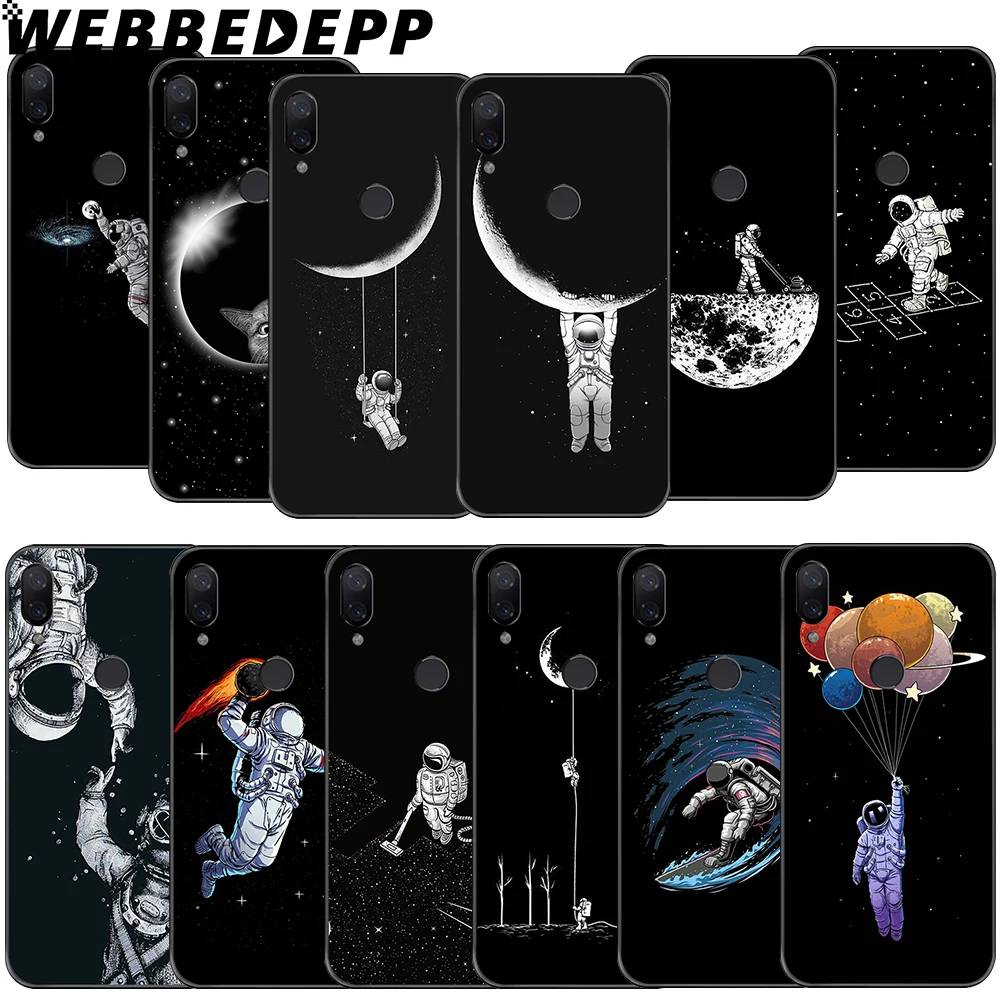 

WEBBEDEPP Space Moon Cats Soft Case for Xiaomi Redmi GO Note 4 4X 5 6 pro 5A Prime 7 8 Pro Cover