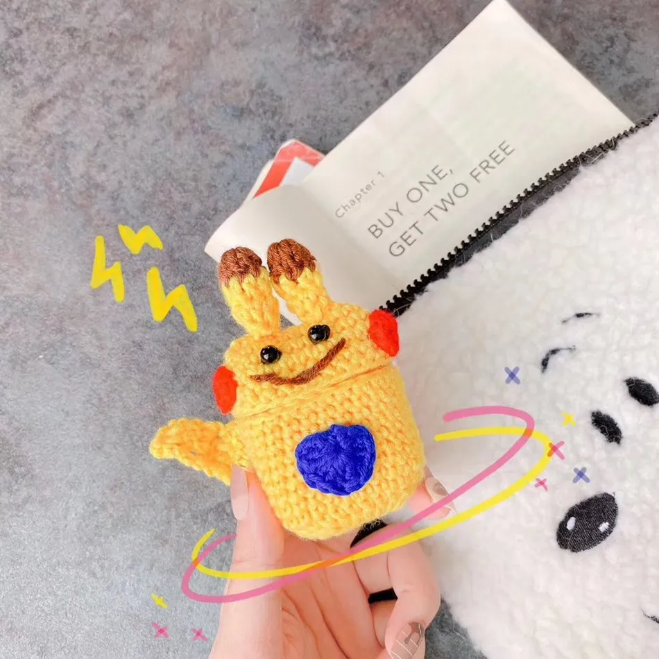 3D Cute Earphone Case for Airpods Case Cartoon Knitted plush Cover for Apple Airpods 2 Case Bear Teddy Dog Rabbit Earpods Case - Цвет: 887EF