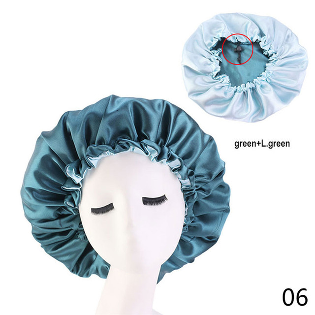 Satin Bonnet Hair Caps Double Layer Adjust Sleep Night Cap Head Cover Hat For Curly Springy Hair Styling Accessories