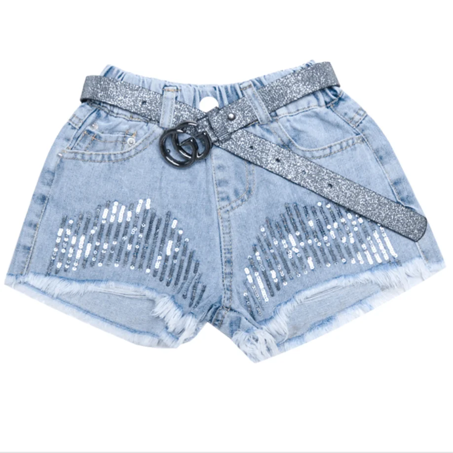 sequin denim shorts