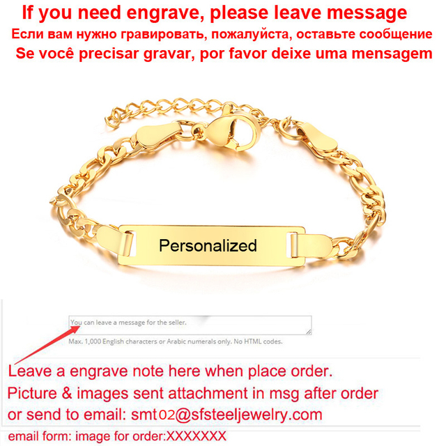 Baby Name Bracelet Figaro Chain Smooth Bangle Link Gold Tone No Fade Safty Jewelry 12cm to 15cm