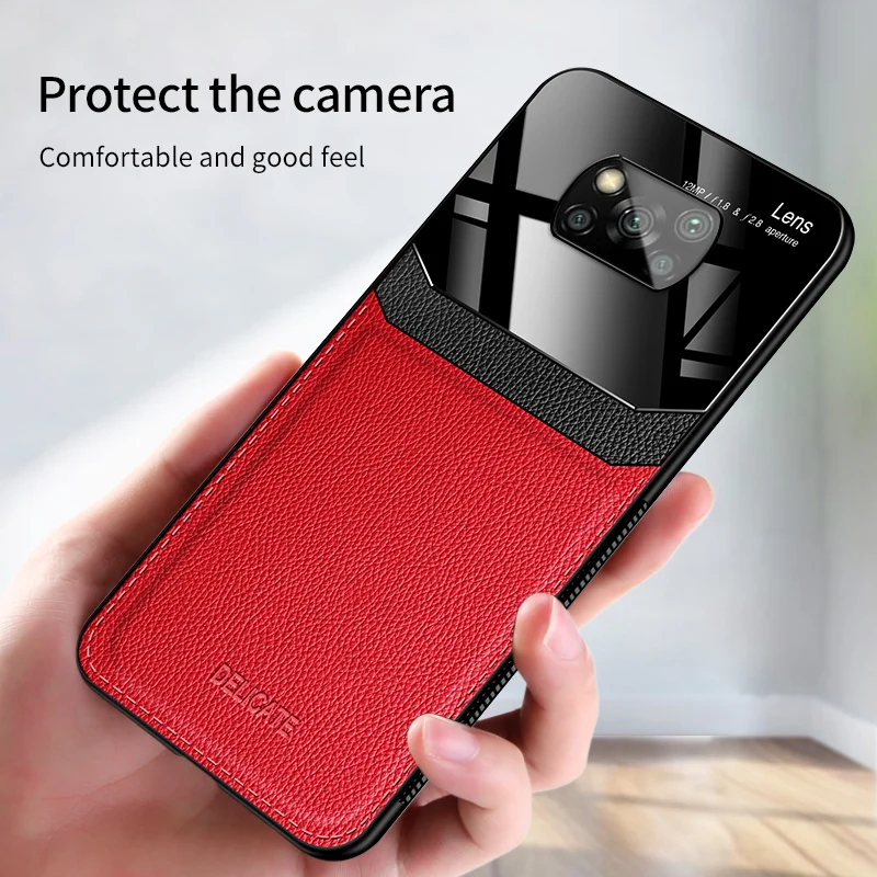 Модный противоударный чехол KEYSION для Xiaomi POCO X3 NFC M3 кожаный зеркальный накладка из