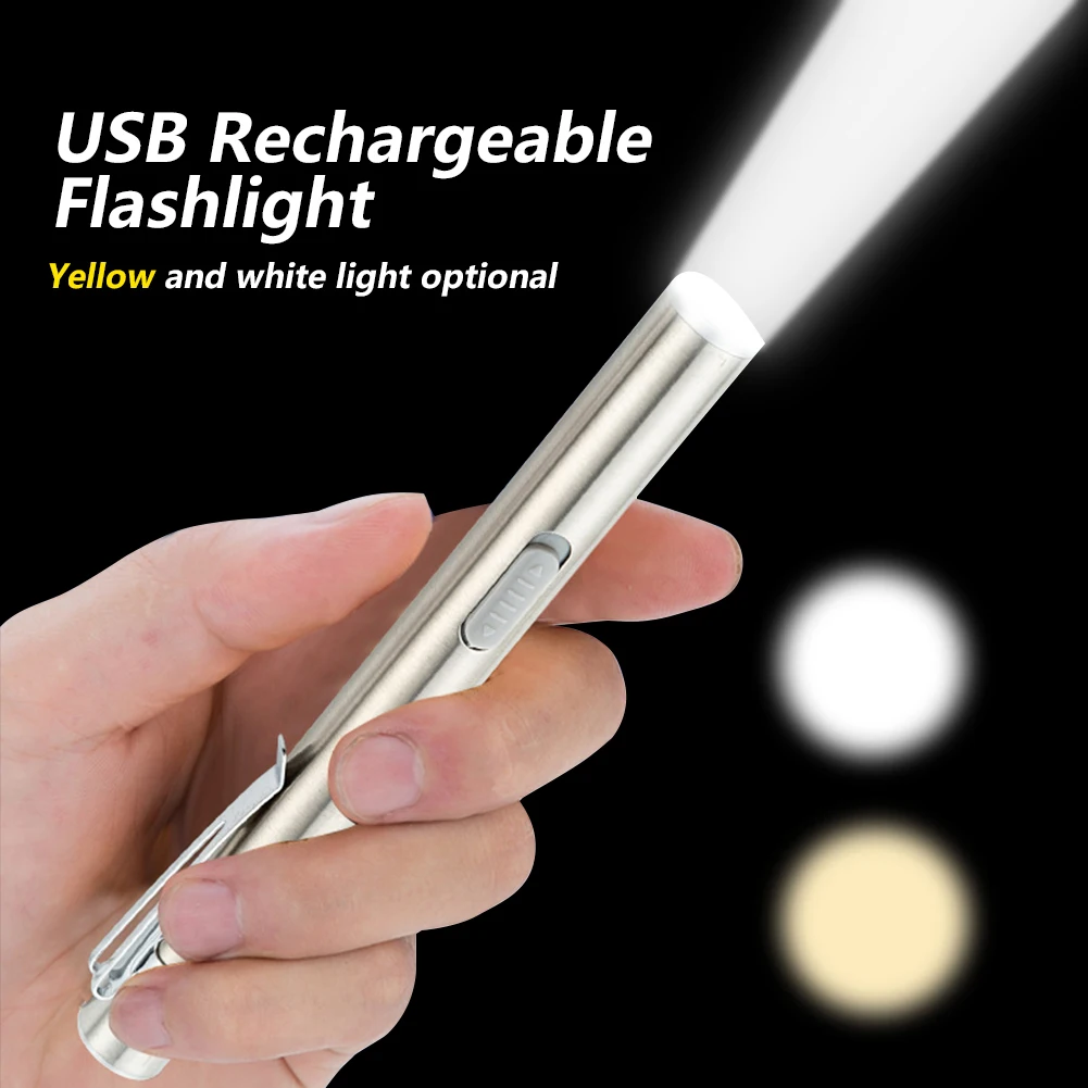 Карманный светодиодный фонарик с зарядкой от USB медицинские фонарики для