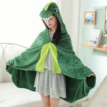 

Green dinosaur Wearable Hooded Blanket - Soft Fleece Animal Wrap Around Dress-Up Costume Throw Blanket Cloak for Kids