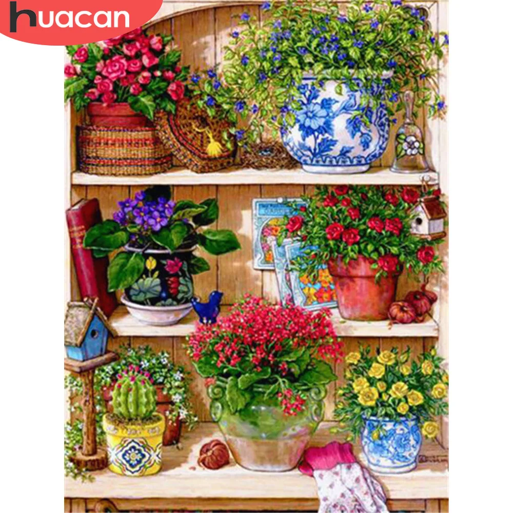 HUACAN 5d Diy Diamond Painting Flower Full Square Drill Mosaic Scenery Cross Stitch Handmade Gift Home Decoration | Дом и сад