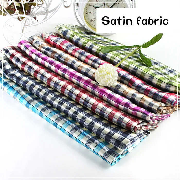 

150cm satin fabric printing home sofa plaid tablecloth gift box decoration background fabric coat lining fabric diy cloth