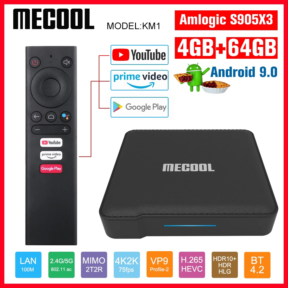 ТВ приставка Mecool KM1 Andriod 9 4G 64GAmlogic S905X3 ТВ приставка Tv Dual Wifi 4K Voice Google Certified Andriod ТВ приставка Youtube smart Box|ТВ-приставки и медиаплееры| | АлиЭкспресс