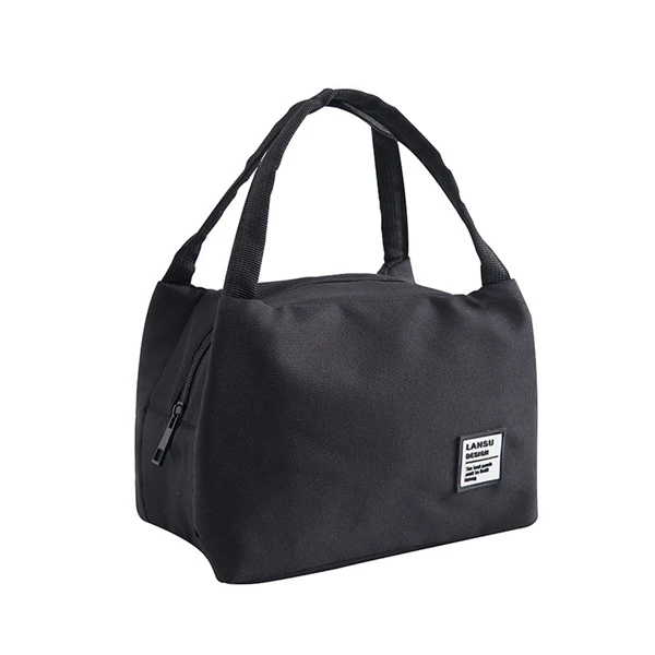 Однотонная женская сумка для обеда, 1 шт., водонепроницаемая сумка для еды Bento, термоизолированная сумка для обеда, сумка-холодильник, сумка для обеда Bento - Цвет: black