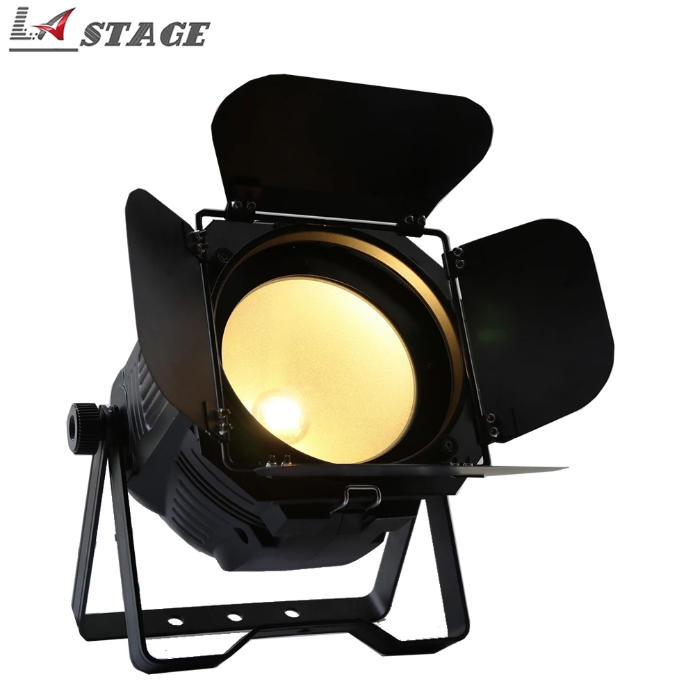 

Free Shipping 200W COB Warm White&Cool White LED PAR stage Lighting for Theater TV Stage Studio LED Par Light With Barndoor