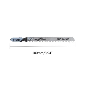 

5 Pcs T101B HCS 100mm Jigsaw Blade Clean For Wood T-Shank Jig Saw Blades 35ED