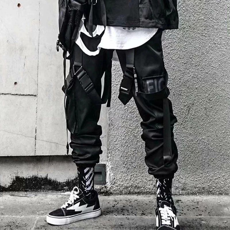 Pantalones Cargo para hombre, pantalones de chándal de estilo informal de Hip Hop con Multi-pocket elástico cintura Harem pantalones hombres Streetwear Punk pantalones Joggers hombres tobillo-longitud Pantalones