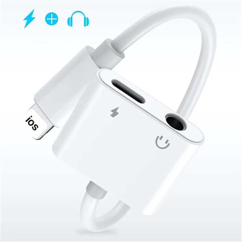 

For iPhone Adapter 2 in 1 For Apple iPhone XS MAX XR X 7 8 Plus IOS 12 3.5mm Jack Earphone Adapter Aux Cable Splitter