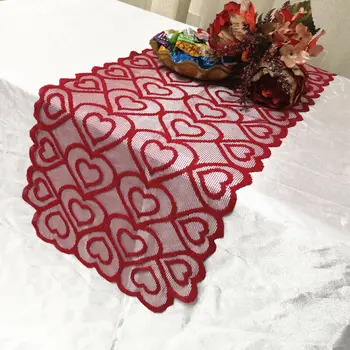 

Heart Shape Table Runner Tablecloth Wedding Party Dinner Banquet Home Red Decoration Cloth