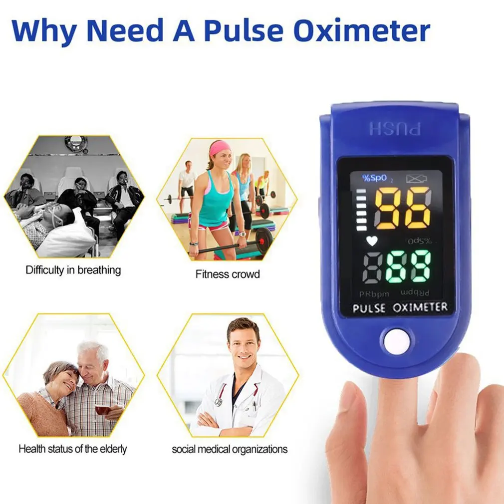 Four-color OLED Display Digital Pulse Oximeter Saturation Monitors Portable Oxygen Sensor Home Clip Fingertip Oximeter