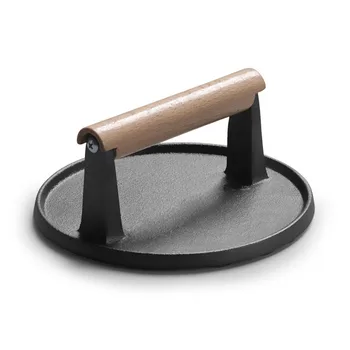 

Useful Professional BBQ Steak Meat Grill Press Cast Iron With Wooden Handle
