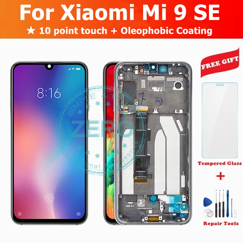ЖК дисплей с рамкой для Xiaomi Mi 9 SE 10 точечный сенсорный AMOLED экран Mi9SE Mi9 дигитайзер