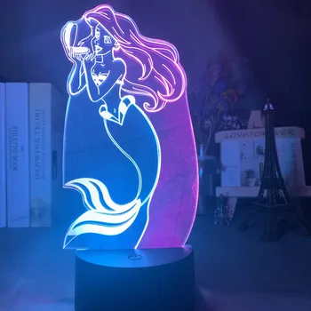 

Princess The Little Mermaid Baby Night Light Led Double Color Touch Sensor Nightlight for Room Decor Kids Gift Table Lamp Ariel