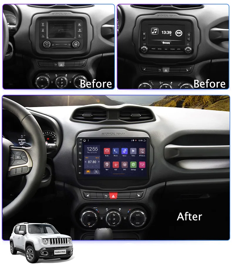 Top 9 INCH PX6 4G+64G Android 9.0 full touch screen car multimedia for Jeep Renegade 2016-2018 car gps radio navigation 1