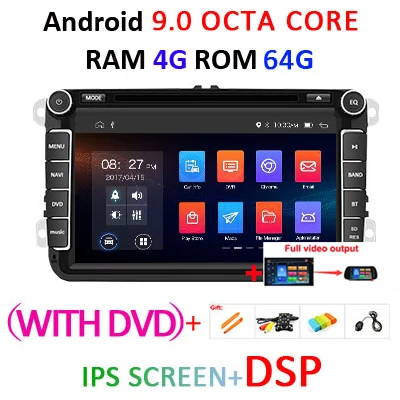 4G+ 64G Android 9,0 2 Din Автомобильный dvd-плеер gps аудио для VW/Volkswagen/POLO/PASSAT B6 B7/Golf 5 6 авто радио Мультимедиа Стерео obd2 - Цвет: 4G64G IPSDSP F dvd