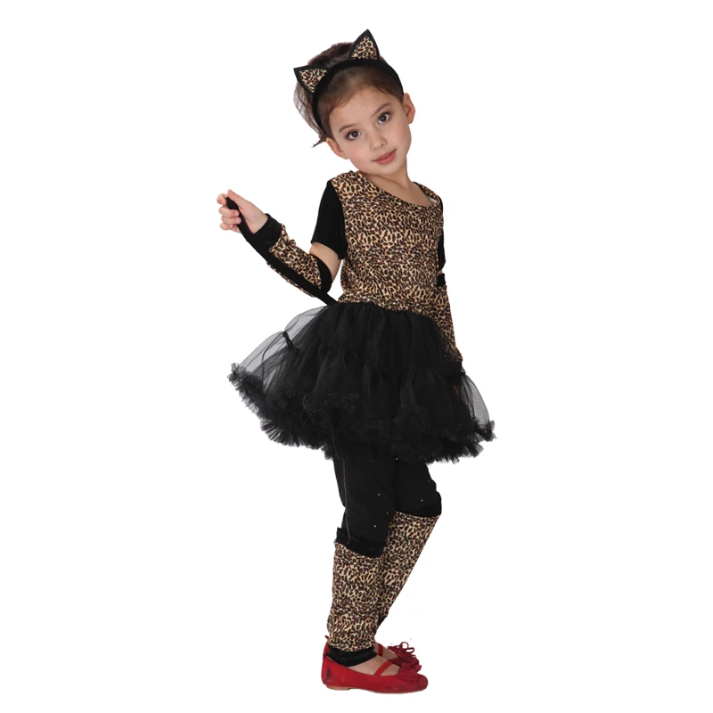 Umorden/Детский костюм с леопардовым принтом для девочек; фантазийный комбинезон; Disfraz; карнавальные вечерние костюмы на Хэллоуин