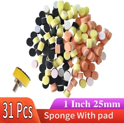 Kit de tampons de polissage Buff 1 pouce, 30 pièces, outils de glaçure de cire avec plaque de support M6, boucle à crochet, tampon de ponçage 25mm pour soins de peinture, beauté automobile 