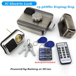Serrure électrique de porte avec batterie AA, 13.56Mhz, lecteur RFID, ouvre porte électronique, contrôle d'accès, dc 12v 