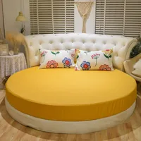 Printing Round Bed sheet 100% Cotton Fitted sheet with Elastic Themed Hotel Motel Mattress Cover no pillowcase 2