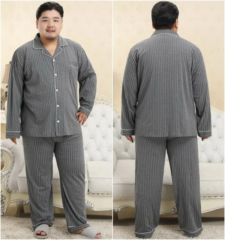 mens sleep wear Plus Size 5XL 100% cotton men pajama sets spring Simple plaid Sleepwear men pijamas pyjamas homme casual nightwear men satin pajamas