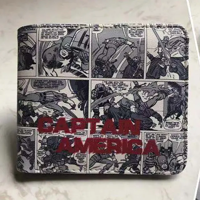 Marvel Men Wallet Q Version Captain America SpiderMan Wallet Men Comic Version Super Heroes Wallet Women with Card Holder Wallet CaptainAmerica Comic