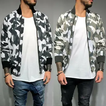 

AU Men Casual Outwear Waterproof Bomber Pilot Jacket Tops Zipper Camouflage Coat Windbreaker Fashion New