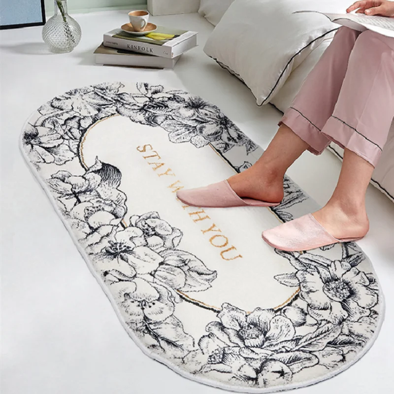 

Bathroom Hallway Soft Shaggy Doormat Nordic INS Style Bedroom Bedside Area Rugs Living Room Coffee Table Thick Non-Slip Blanket