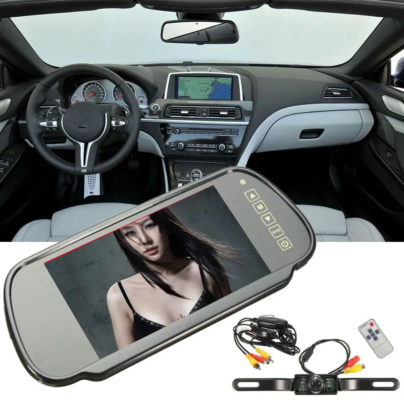 Reviewer Mirror Car Rear View Monitor Portable Backup Camera Lens Sensors IP68 7 Inches Universal