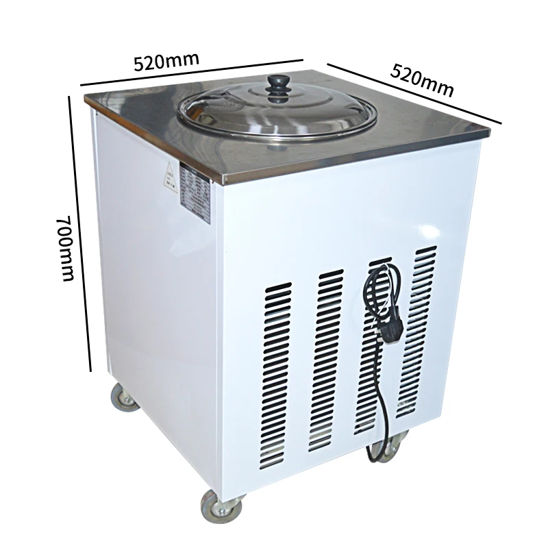 220 В Коммерческая для обжарки льдогенератор крем-роллы, одна круглая сковородка, летняя машина для приготовления жареного йогурта, жареного мороженого, сковорода