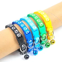 

Colorful Cute Bell Pet Collar Adjustable Buckle Cat Collar Pet Supplies Footprint Personalized Kitten Collar Small Dog Accessory