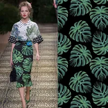 Модная Неделя Подиум с тропическими листьями черепаха сзади лист узор цифровая печать ткань для одежды